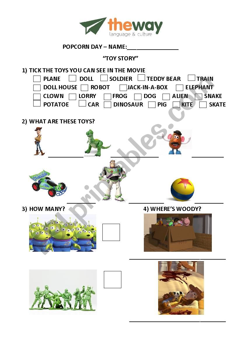 Toy story Worksheet worksheet