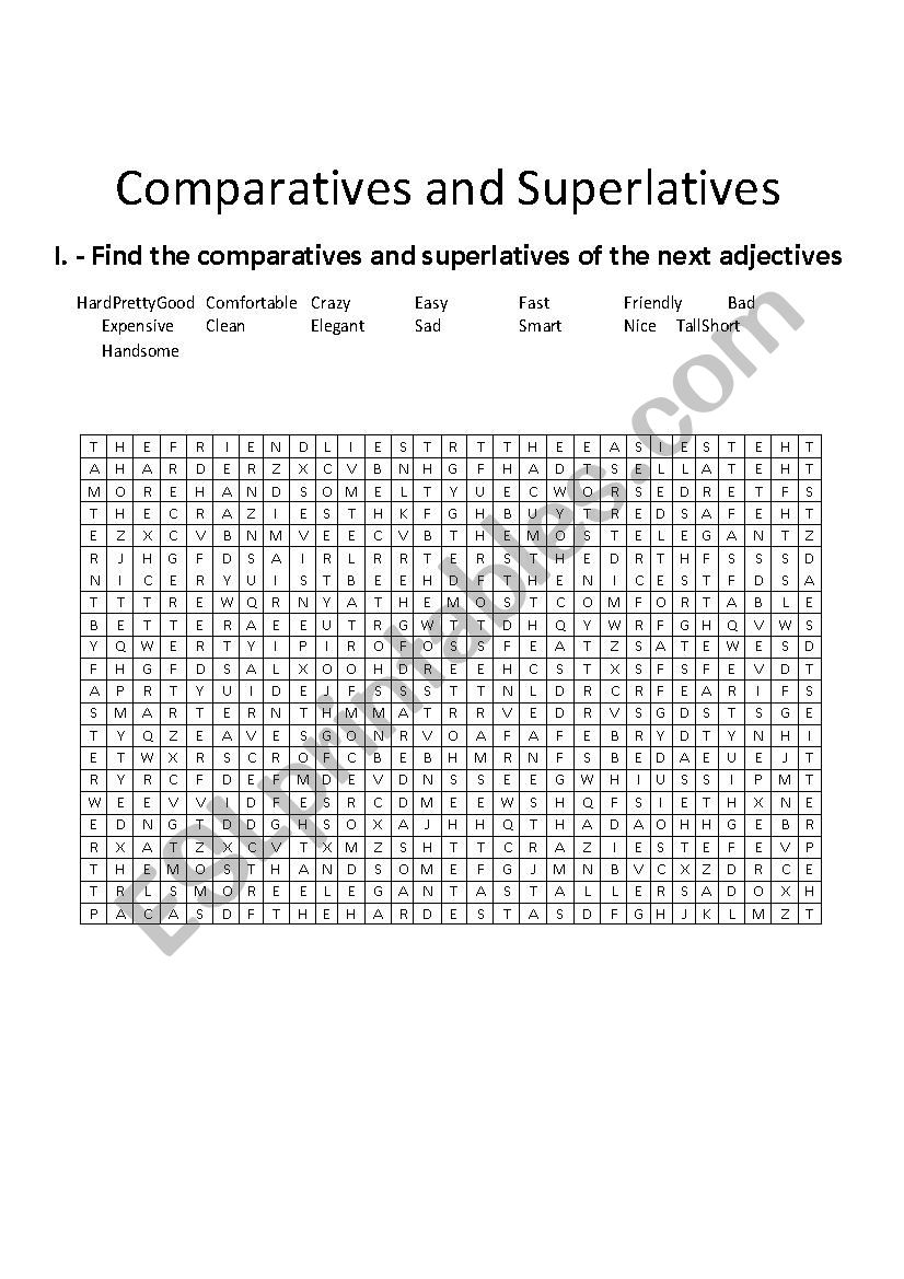 Comparatives and Superlatives worksheet