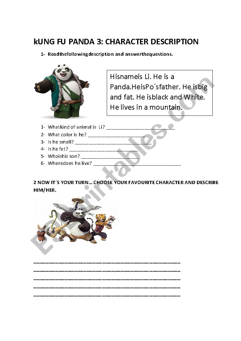 Kung Fu Panda 3 Activities worksheet