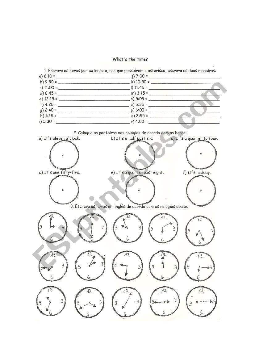 Whats the time? worksheet