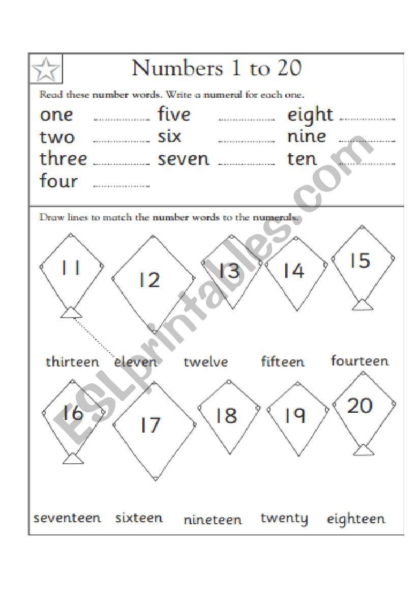 numbers 1 20 worksheet