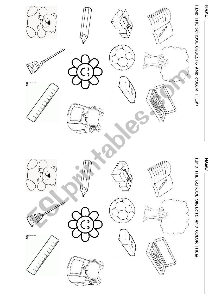 School Objects worksheet