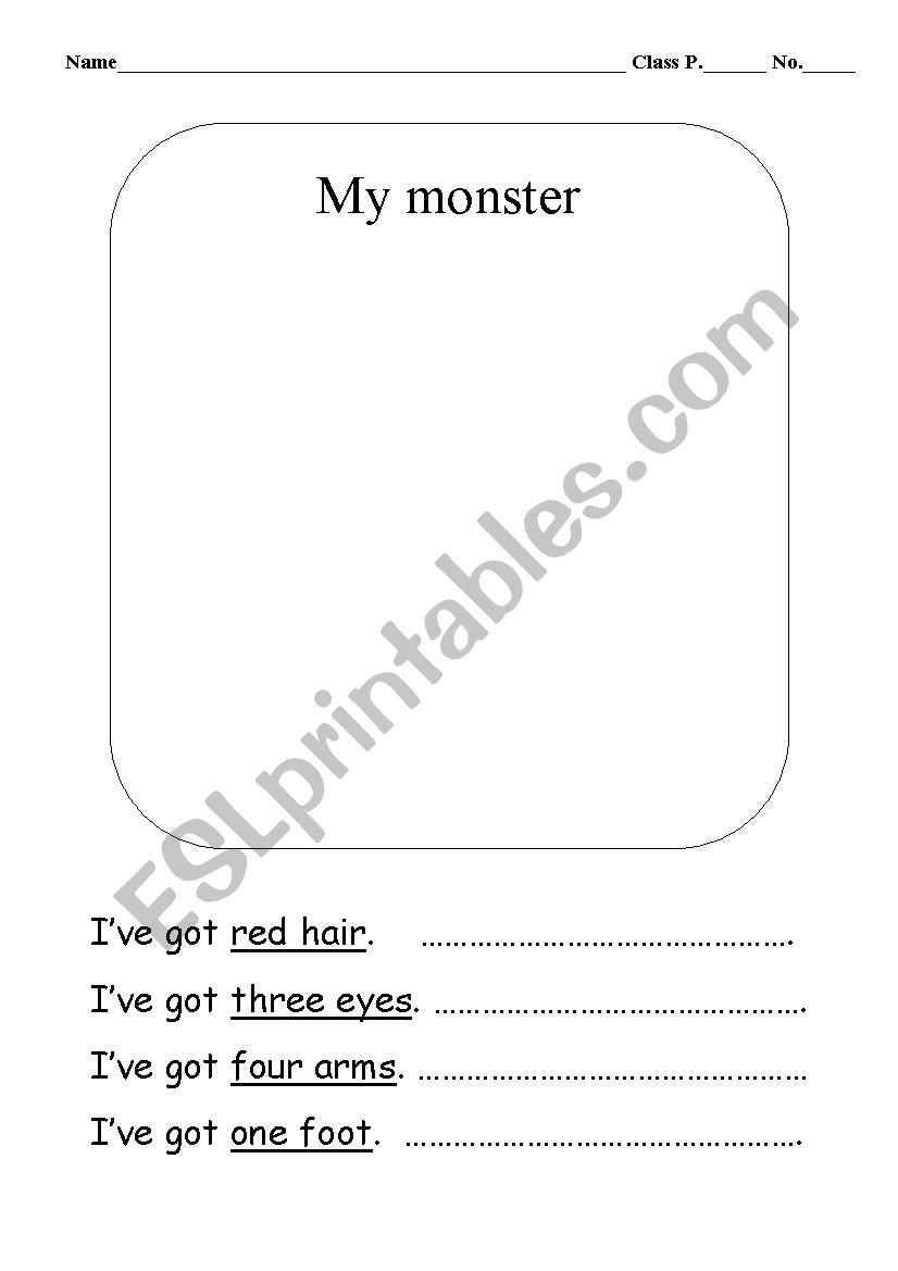 My monster worksheet