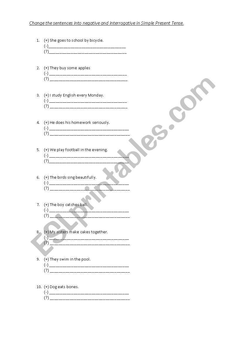 Simple Present Tense worksheet