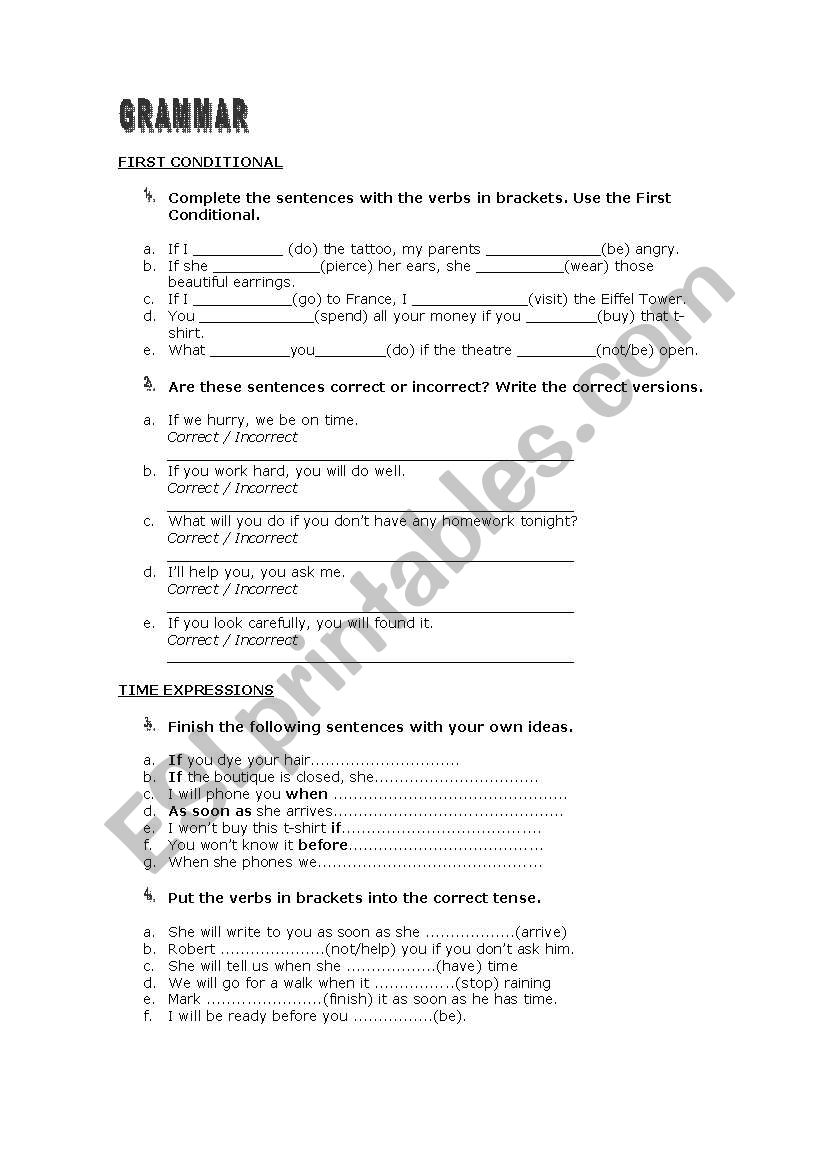 FIRST CONDITIONAL/ TIME EXPRESSIONS