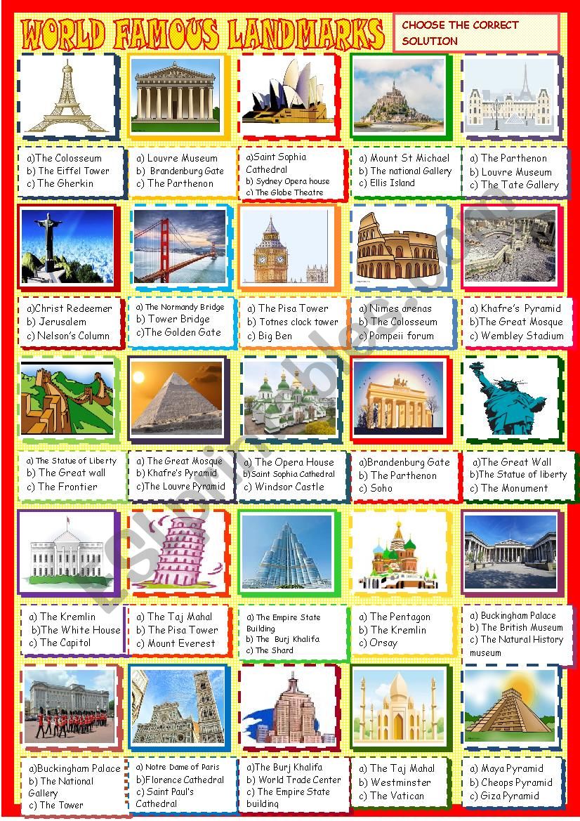 World landmarks : multiple choice