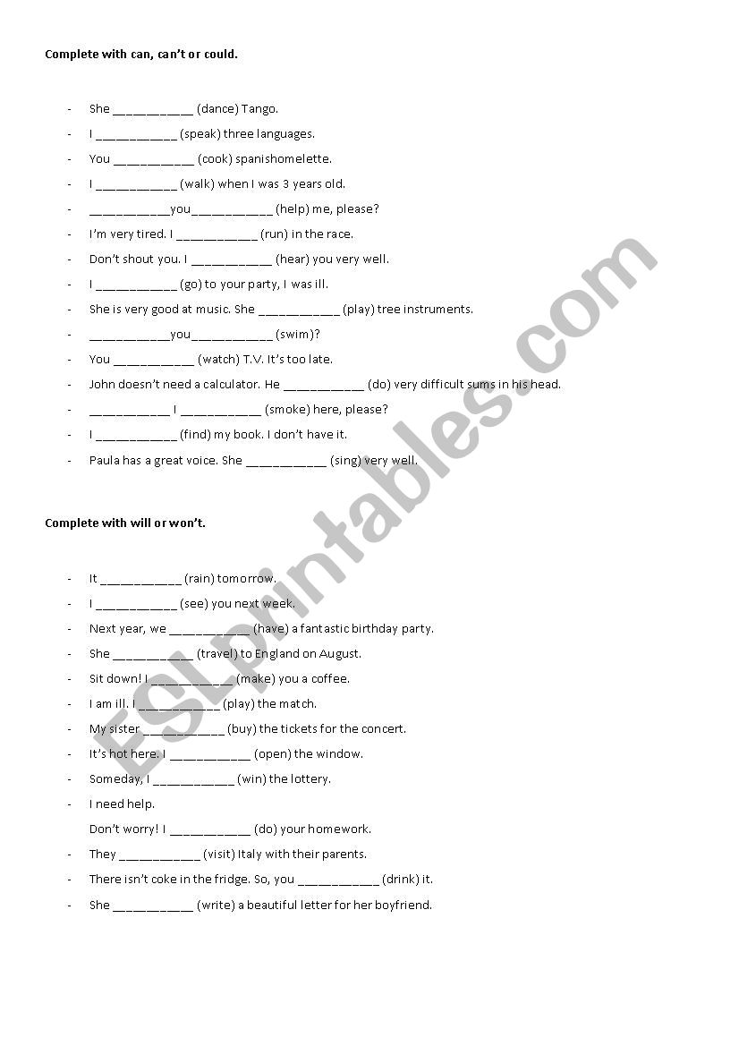 CAN worksheet