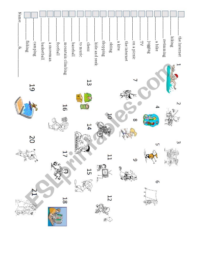 verbs and pictures matching worksheet