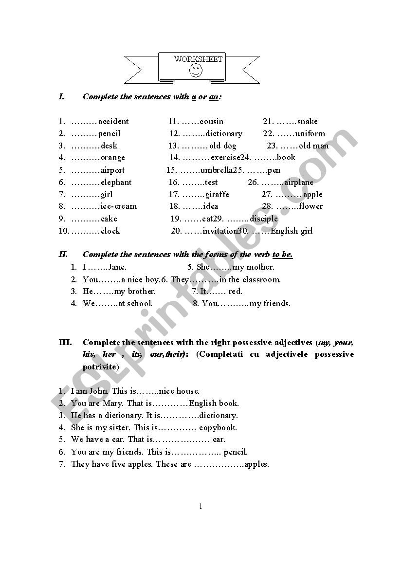 test paper worksheet