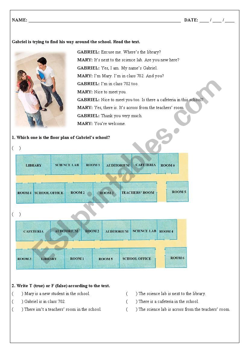 PARTS OF THE SCHOOL / PREPOSTIONS OF PLACE / THERE TO BE (SHORT ANSWERS)