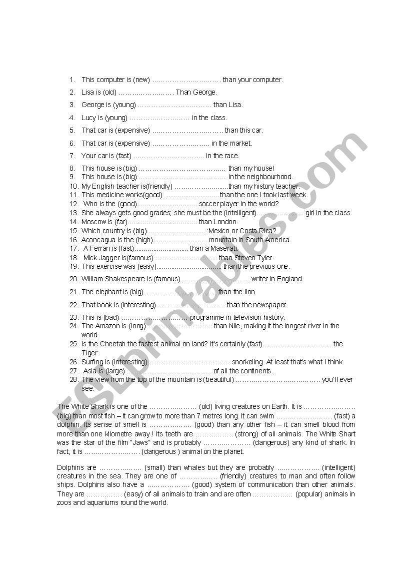 COMPARATIVE AND SUPERLATIVE ADJECTIVES