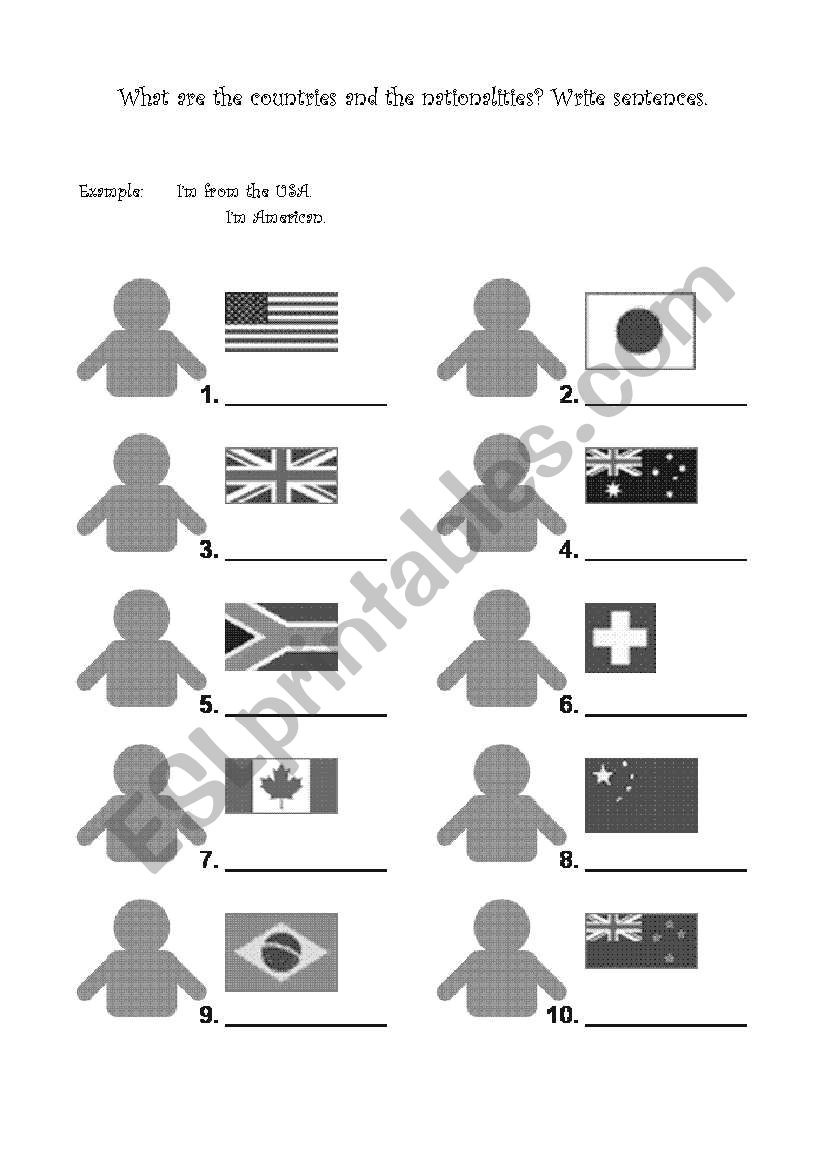 nationalities exercise worksheet