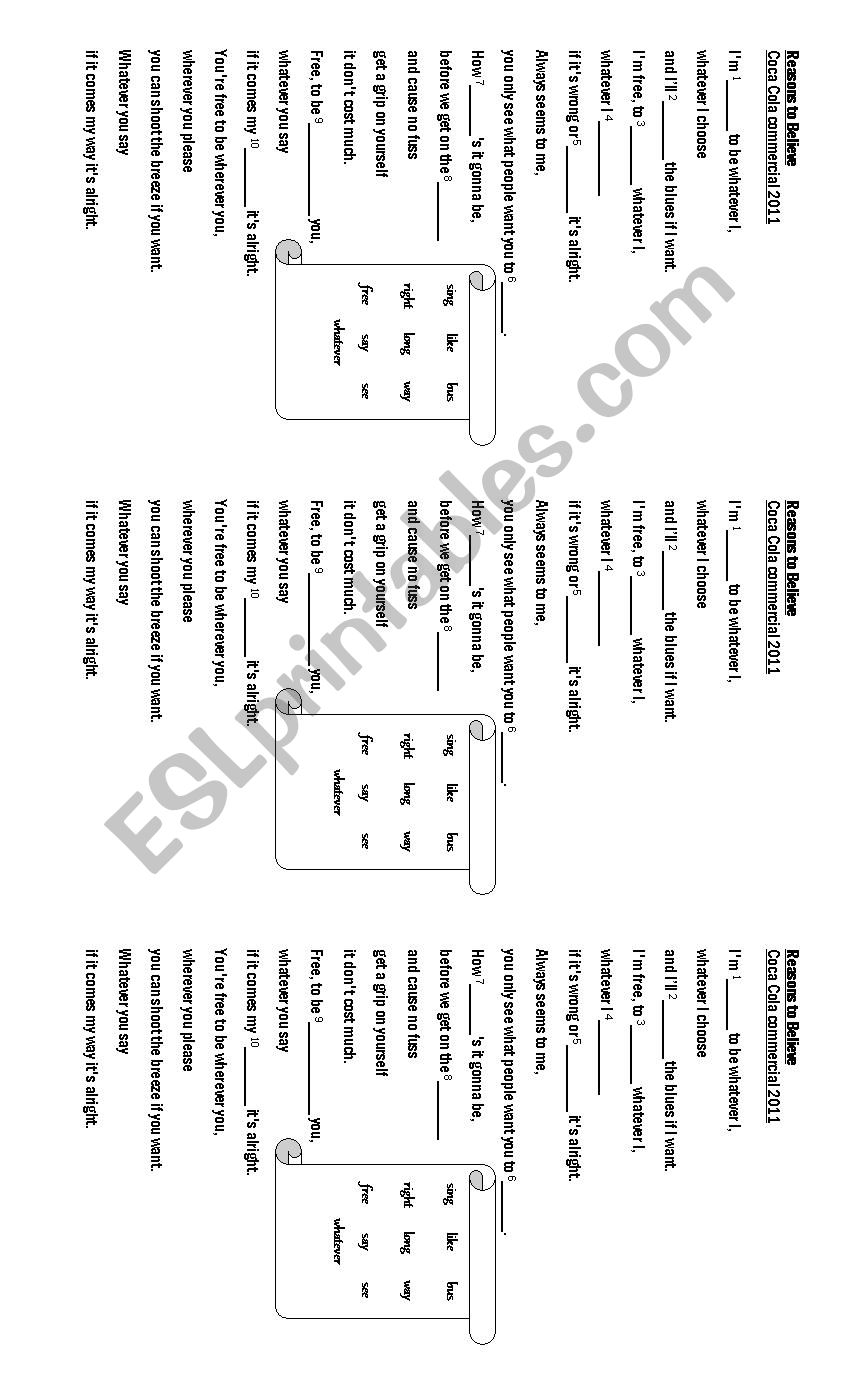 Reasons to Believe worksheet