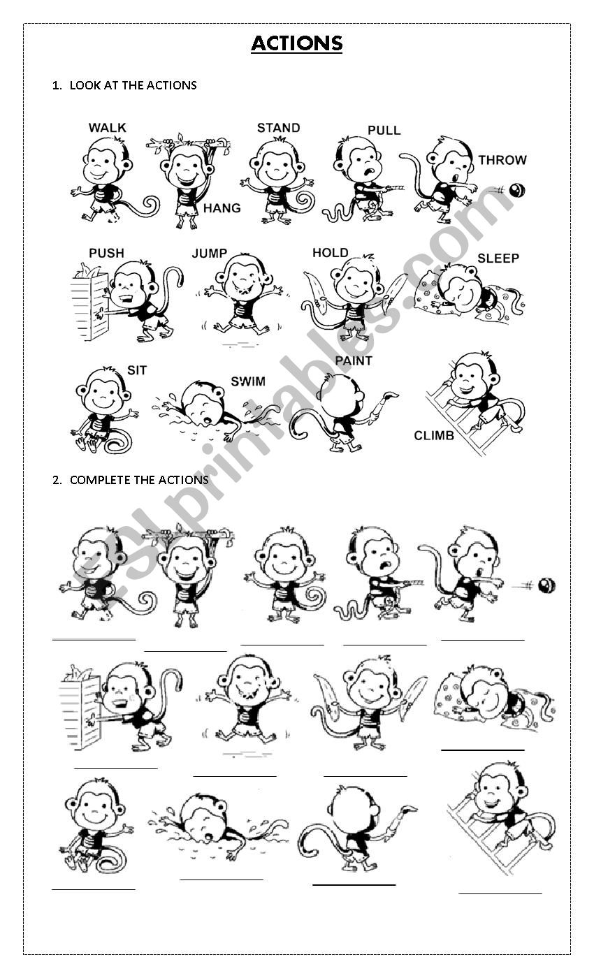 CAN / CANT AND ACTIONS worksheet