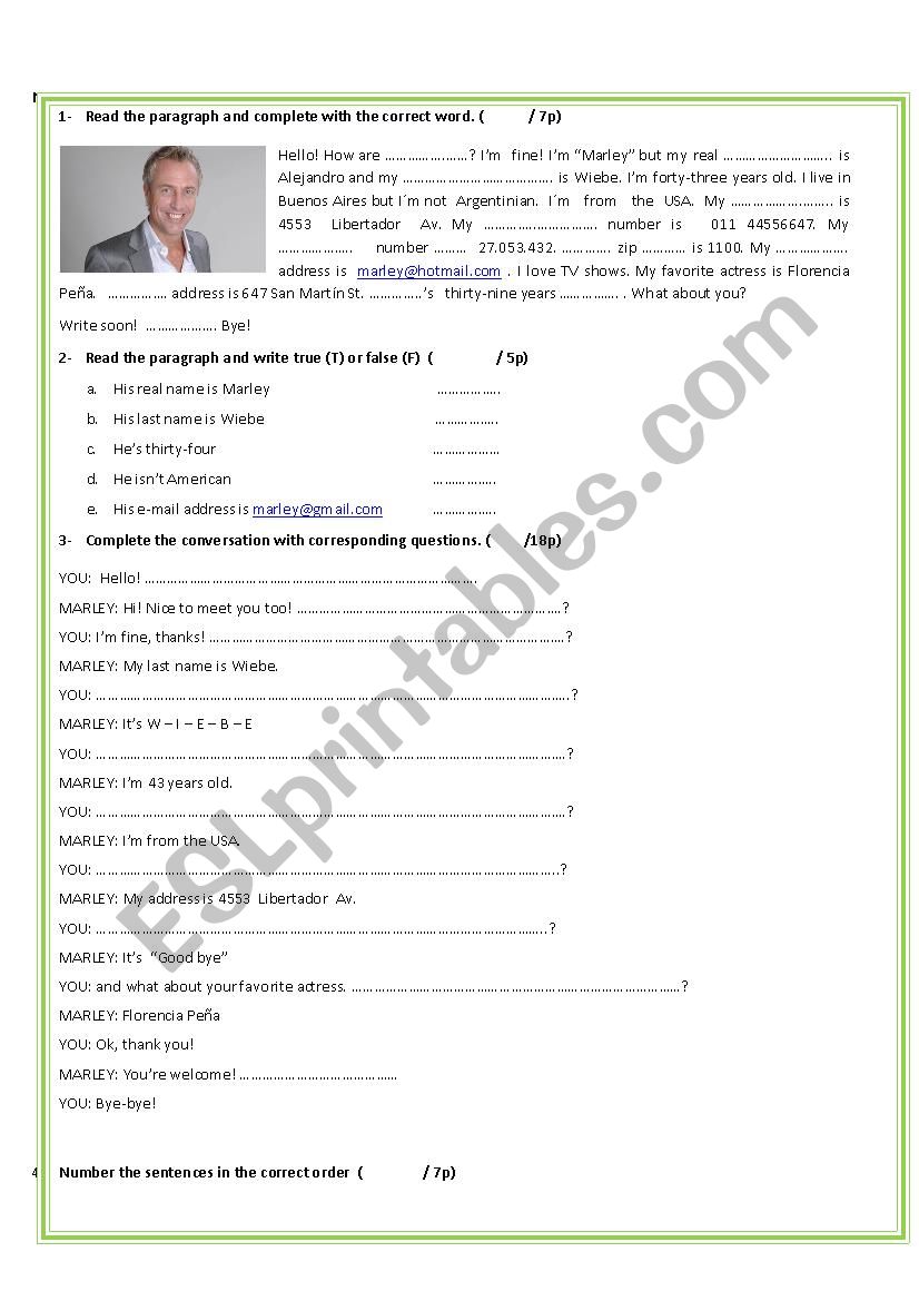 Personal information and Countries and NAtionalities 