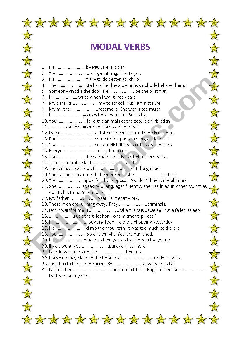 MODAL VERBS  worksheet