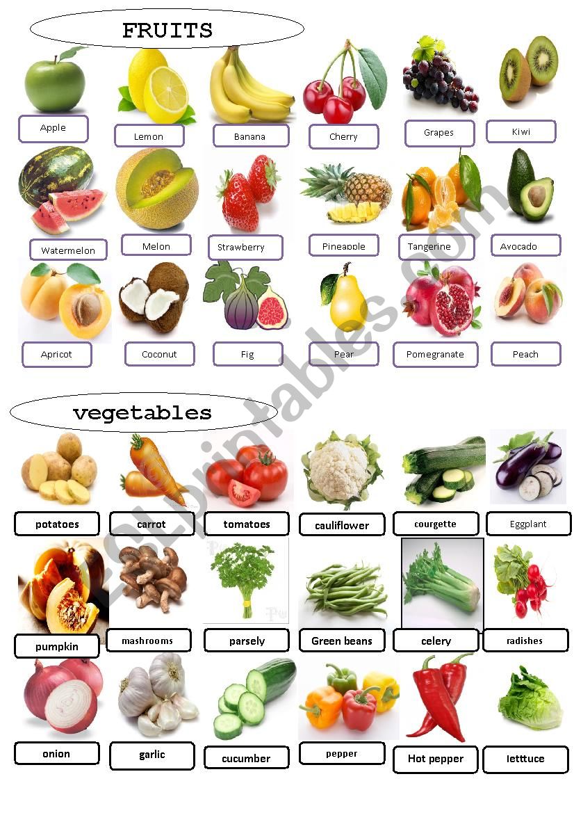 fruits and vegetables worksheet