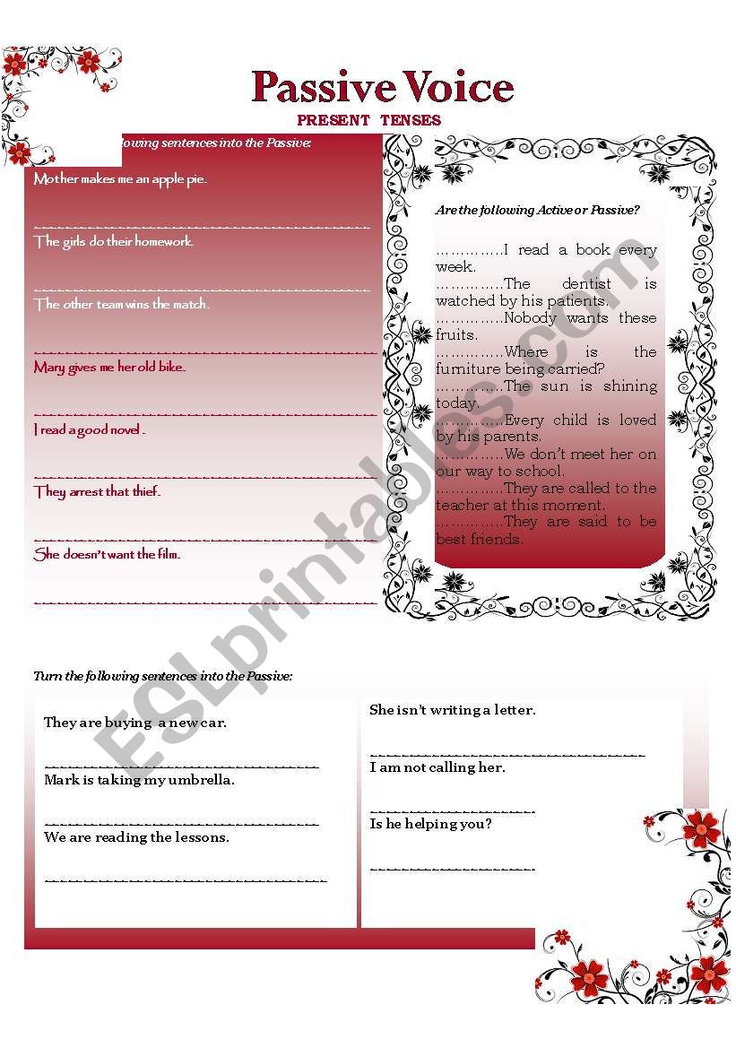 PASSIVE   VOICE worksheet