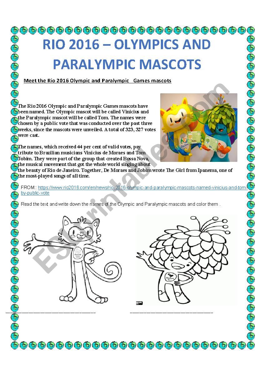 Olympic Games 2016 worksheet