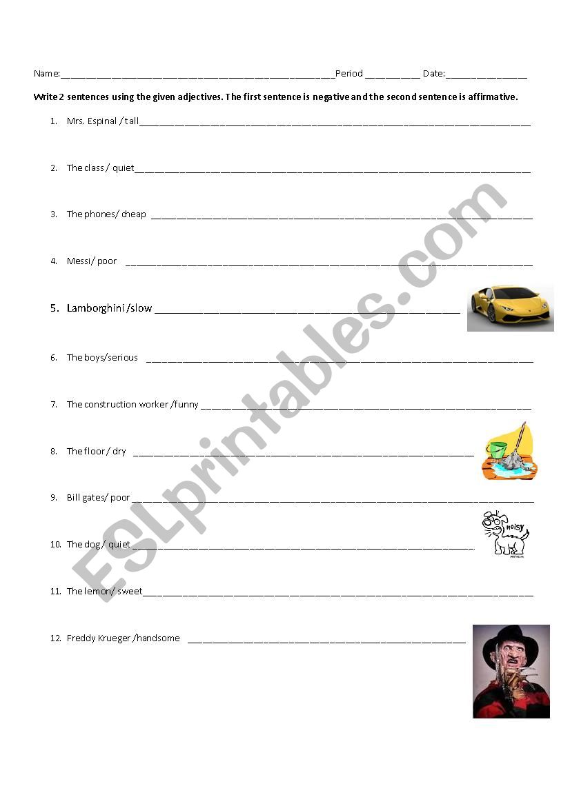 Adjectives worksheet