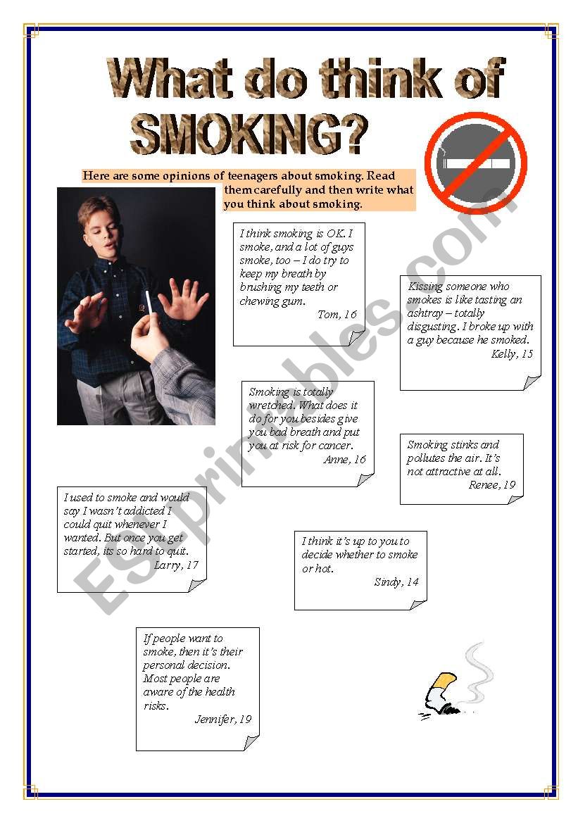 What do you think of smoking? worksheet