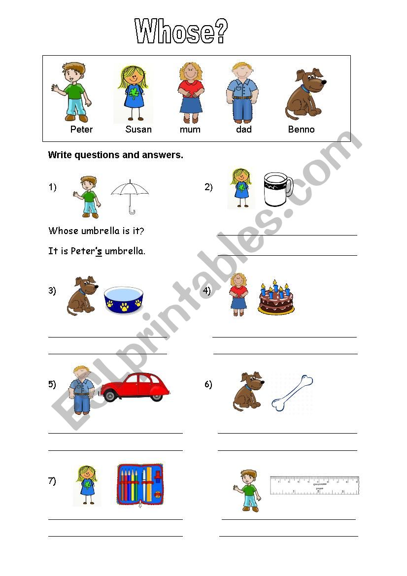 Whose is it? Whose are they? worksheet