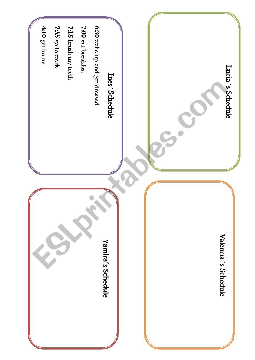 SCHEDULES worksheet