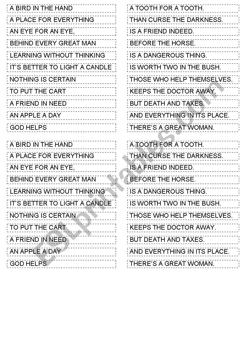 Popular sayings worksheet