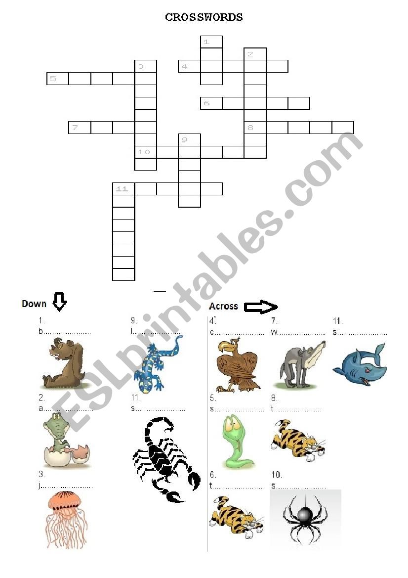 WILD ANIMALS AND INSECT CROSSWORDS