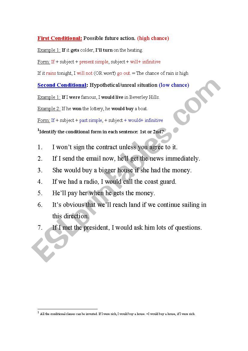 1st and 2nd Conditional Structure