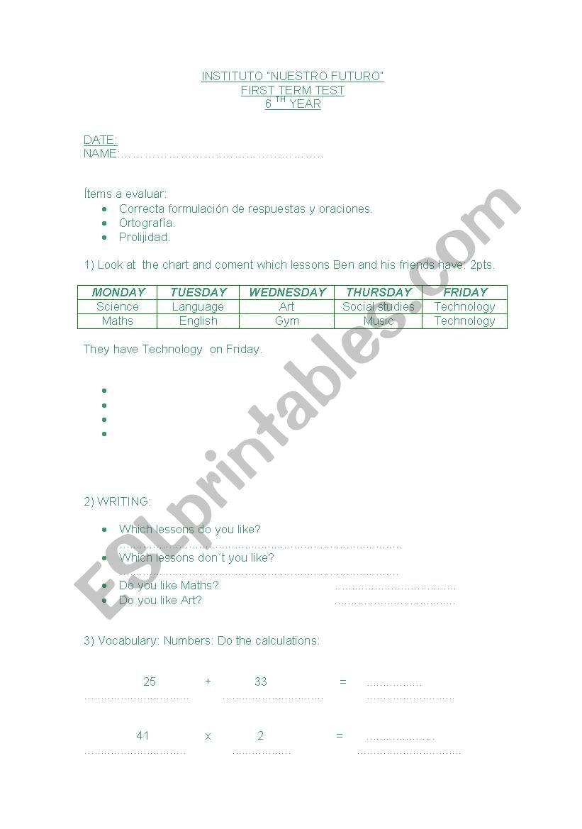 test / worksheet worksheet