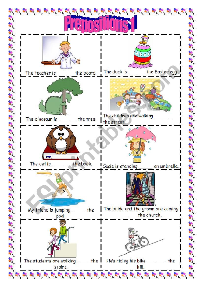 Prepositions of place and movement- speaking cards 1