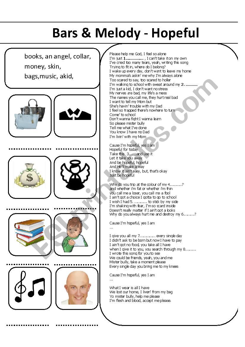 Bars & Melody - Hopeful worksheet