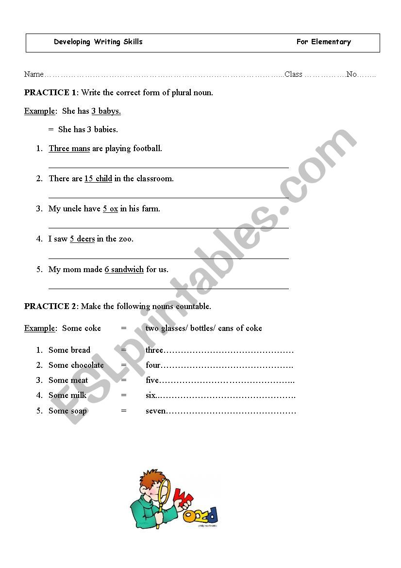 Writing a sentence worksheet