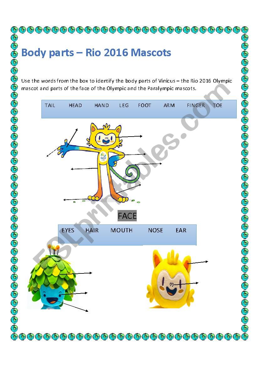 BODY PARTS -  OLYMPICS 2016 Mascots 