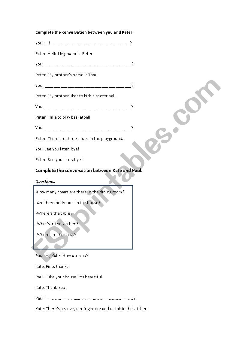 Conversations-Kids worksheet