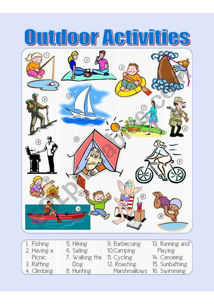 Outdoor Activities Picture Dictionary