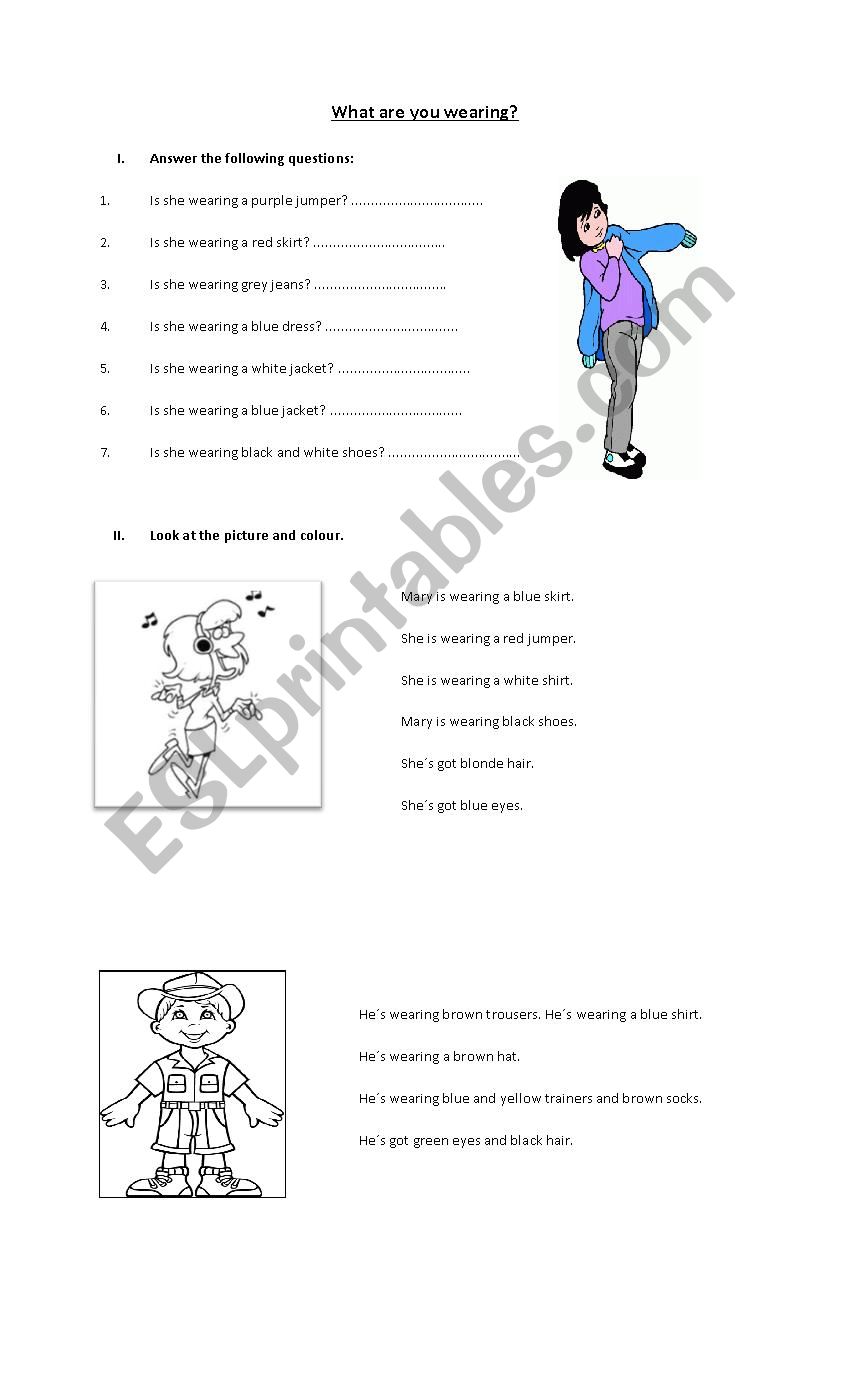 What are you wearing? worksheet