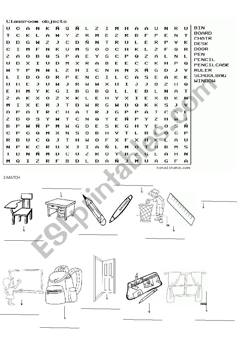 Classroom Object worksheet