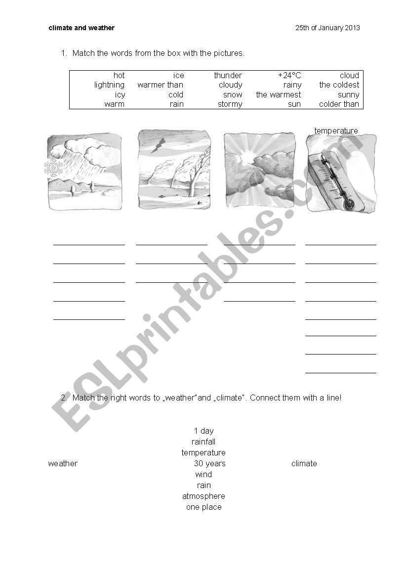 Climate and weather worksheet