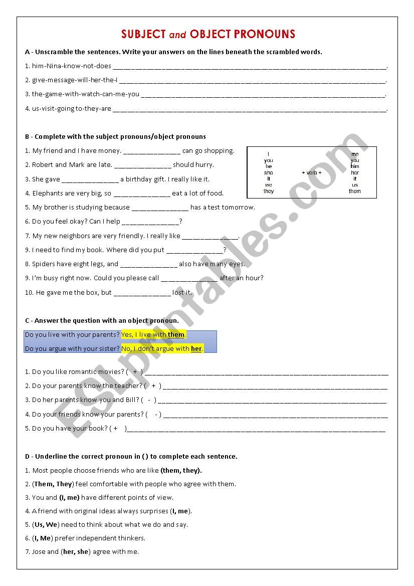 object pronoun and personal pronoun