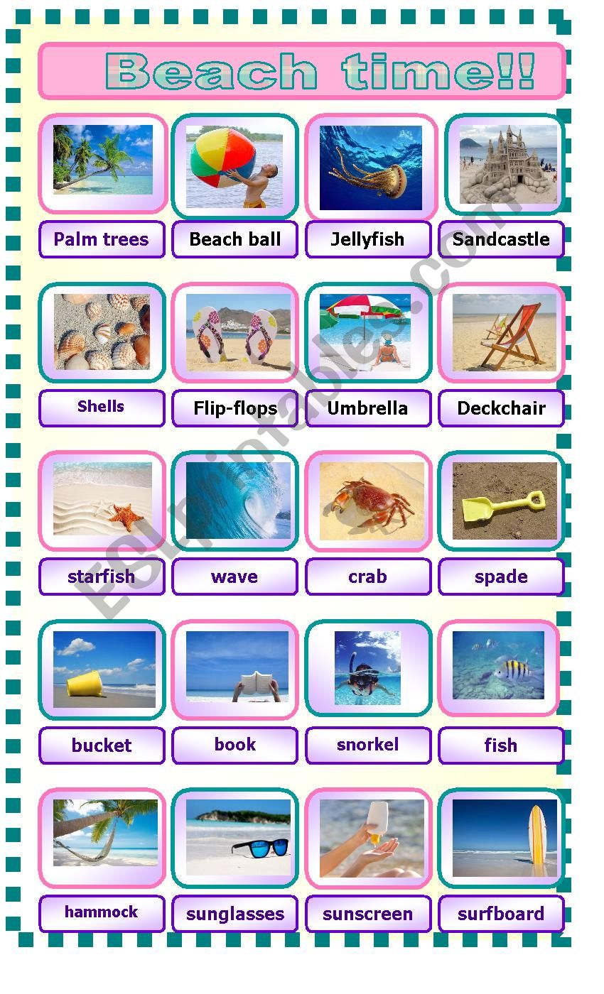 beach time worksheet