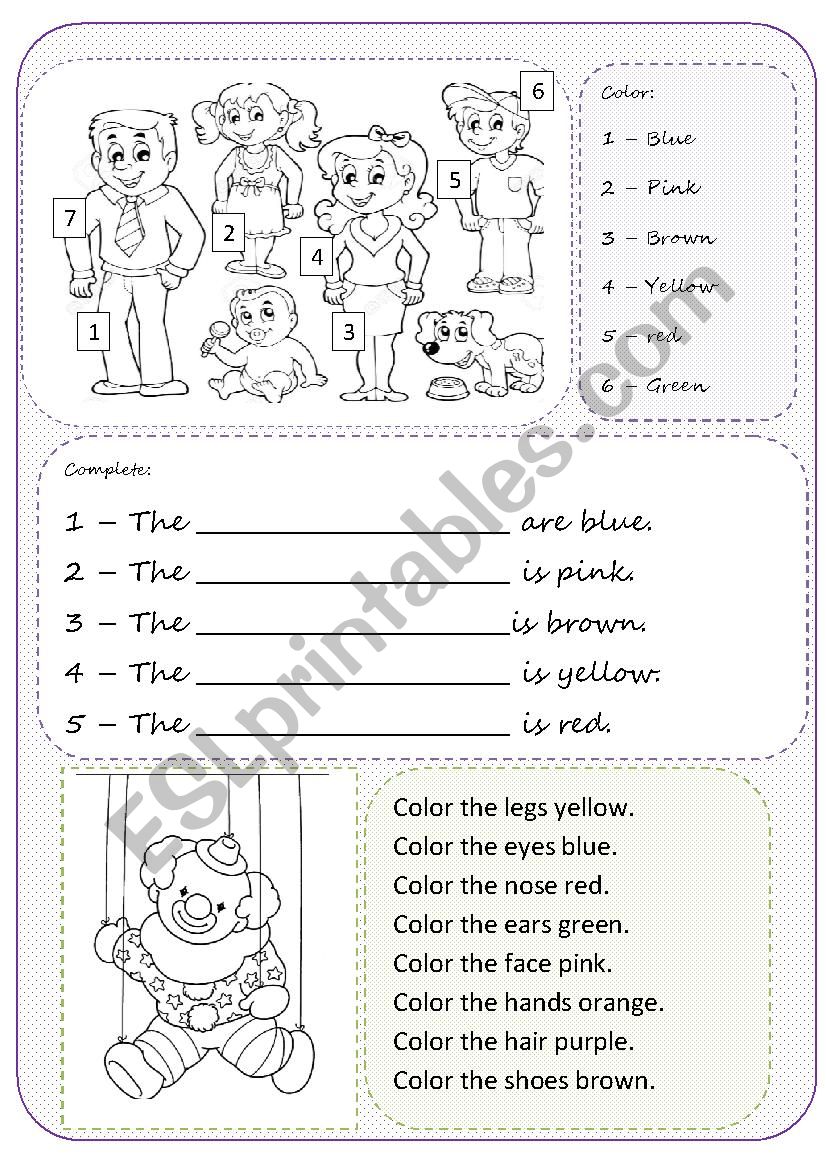 Clothes - Parts of the body worksheet