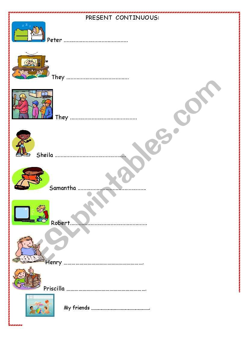 present continuous worksheet