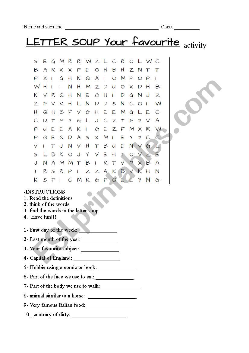 letter soup worksheet