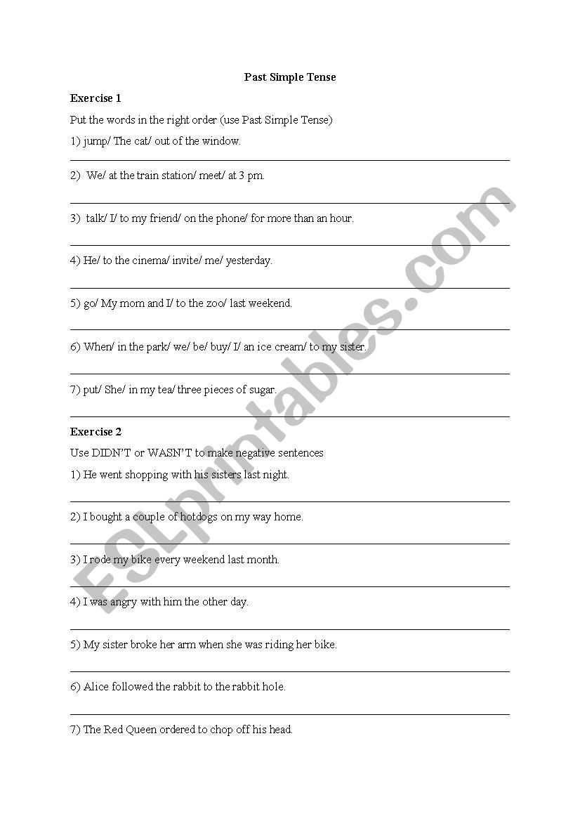 Past SimpleTense   worksheet