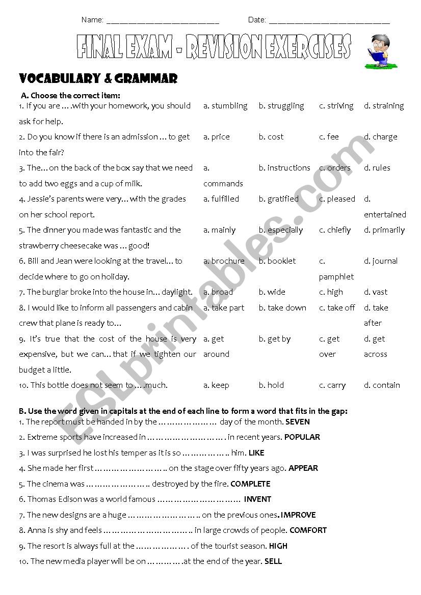 Revision Exercises - Mixed Grammar Exercises