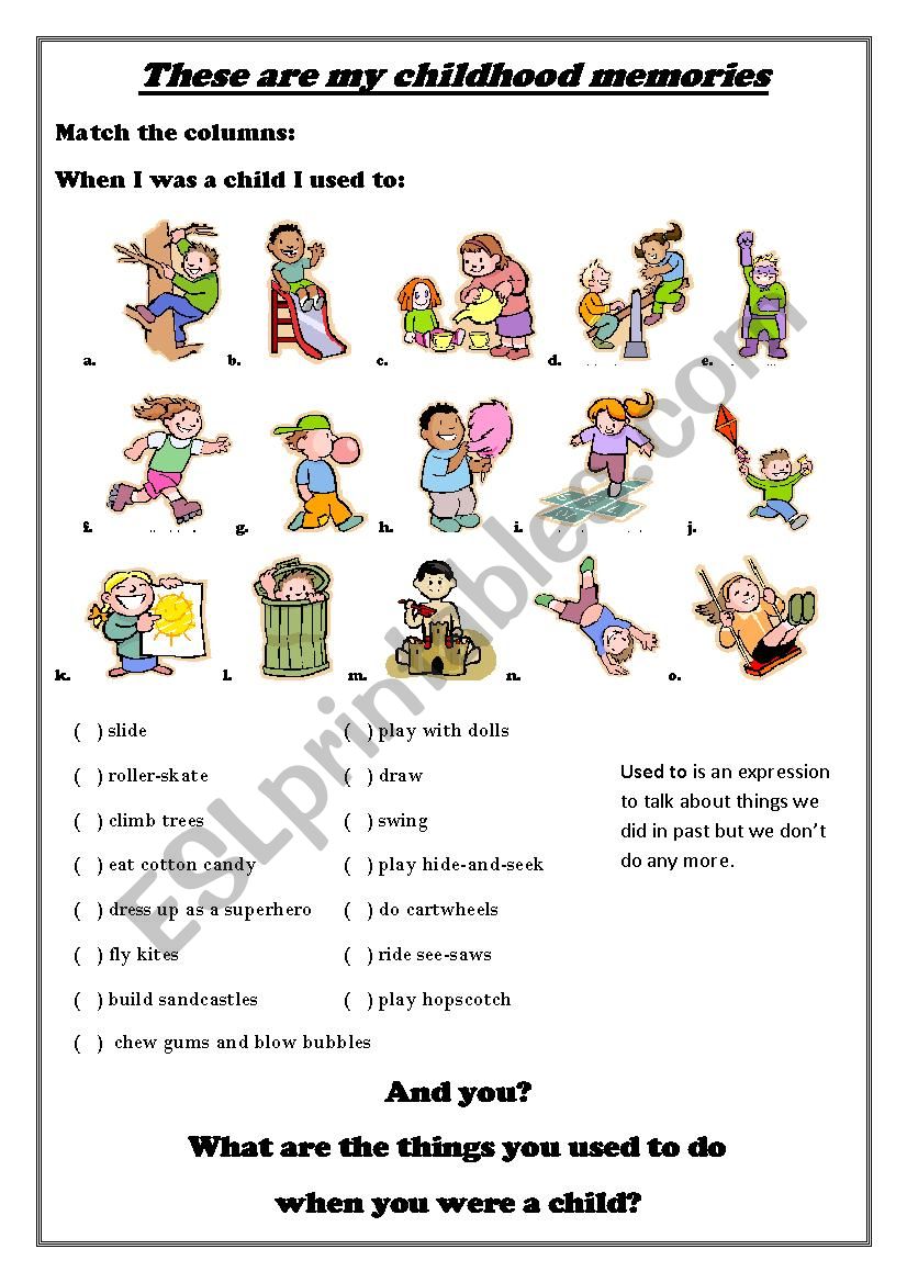 Childhood Memories worksheet