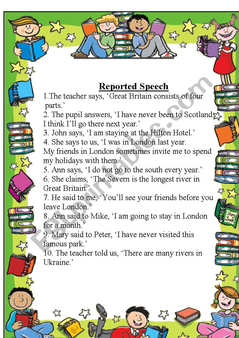 Reported Speech worksheet