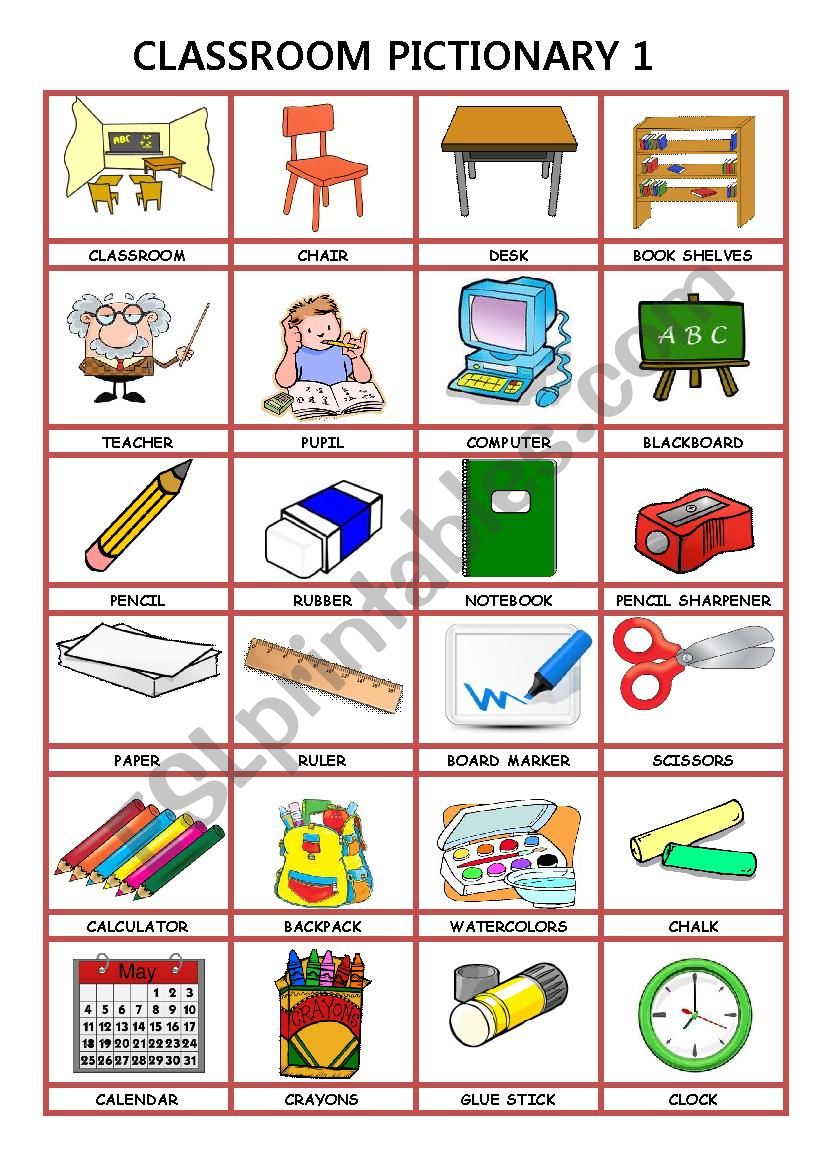 Classroom pictionary 1 worksheet